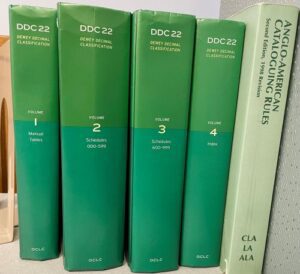 four-volume bound set of Dewey Decimal Classification (DDC) manauls