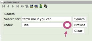 Screen shot pointing to how to change the search index